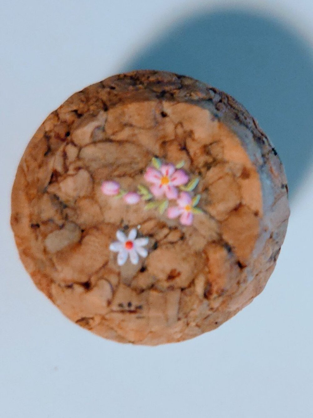 Brand New Hand Crafted Magnet Created from Champagne Cork Featuring Flowers